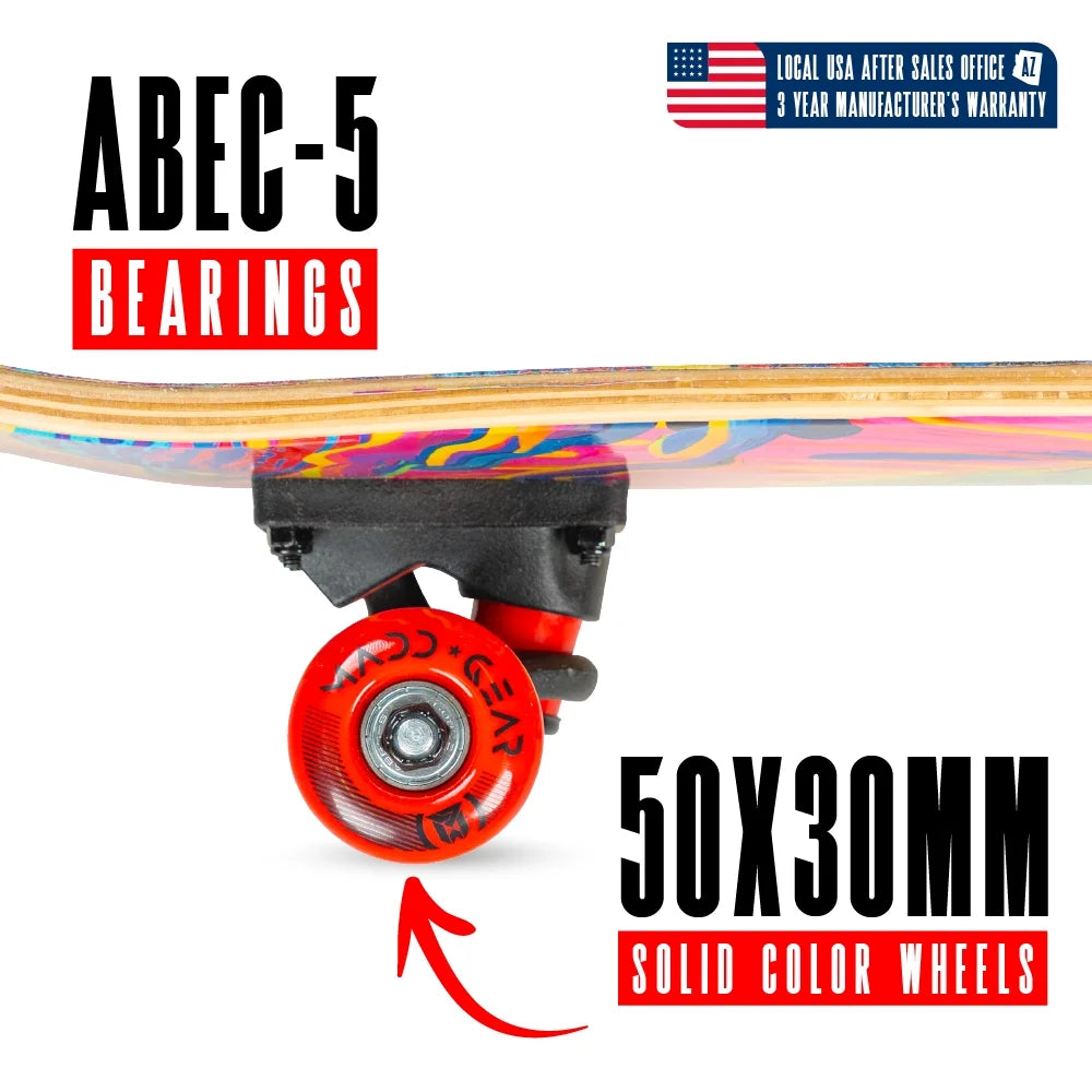 Beginner Skateboard for Kids and Teens – 31" Maple Deck – ABEC-5 Bearings – Easy to Ride – LTR