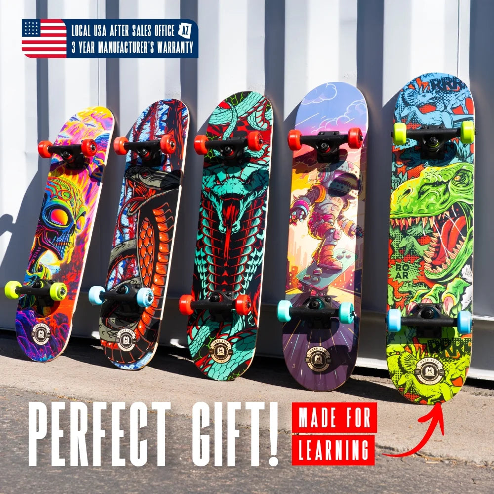 Beginner Skateboard for Kids and Teens – 31" Maple Deck – ABEC-5 Bearings – Easy to Ride – LTR